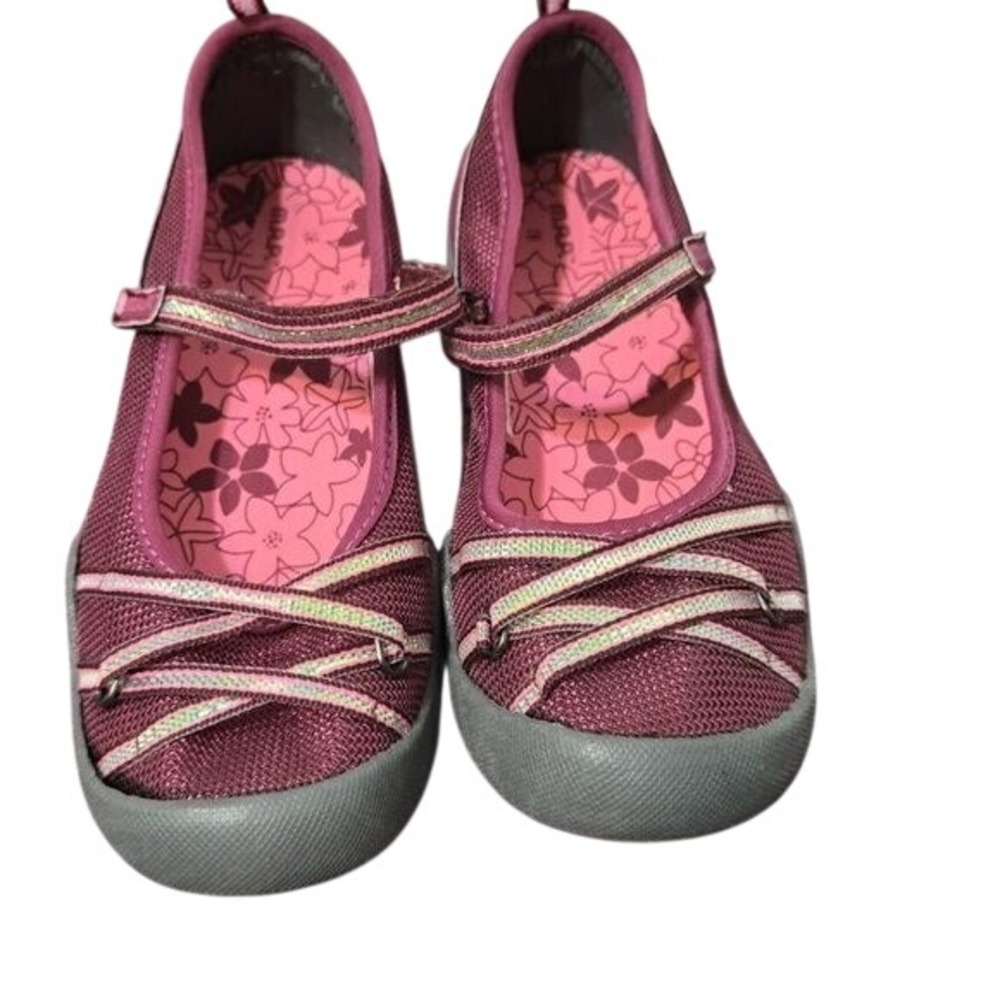 M.A.P  Lillith2 Kids Burgundy Mesh Mary Jane Sneakers Size 4 (Big Kids)